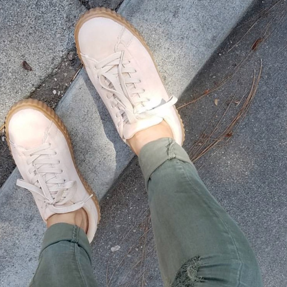 Taupe suede platform creeper sneaker - Picture 6 of 8