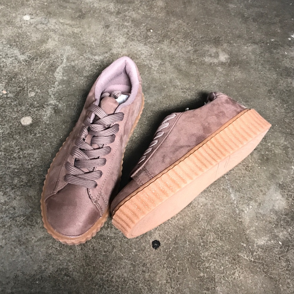 Taupe suede platform creeper sneaker - Picture 7 of 8