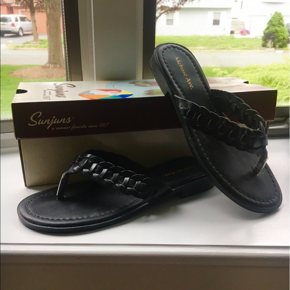 Brand new black leather sandals