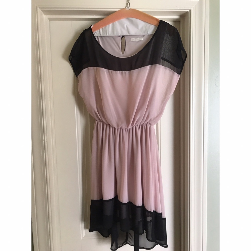 high low pink/black dress