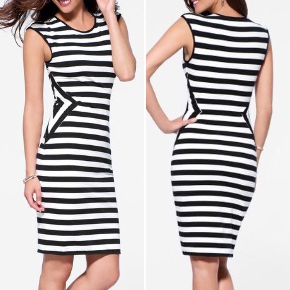 Caché Black & White Bodycon Sheath Dress