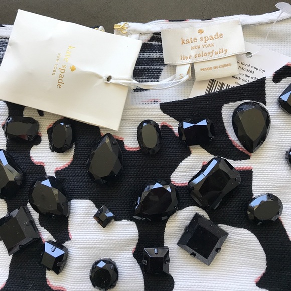 NEW KATE SPADE Beaded Floral Print BLOUSE Top - Picture 3 of 4