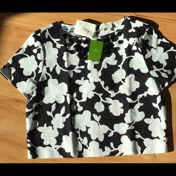 NEW KATE SPADE Beaded Floral Print BLOUSE Top - Picture 2 of 4