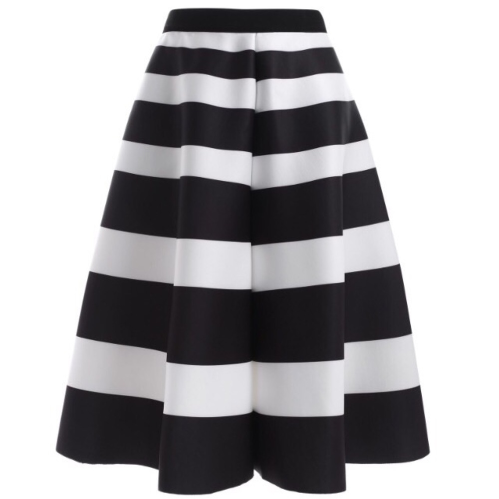 Black and white striped midi skirt