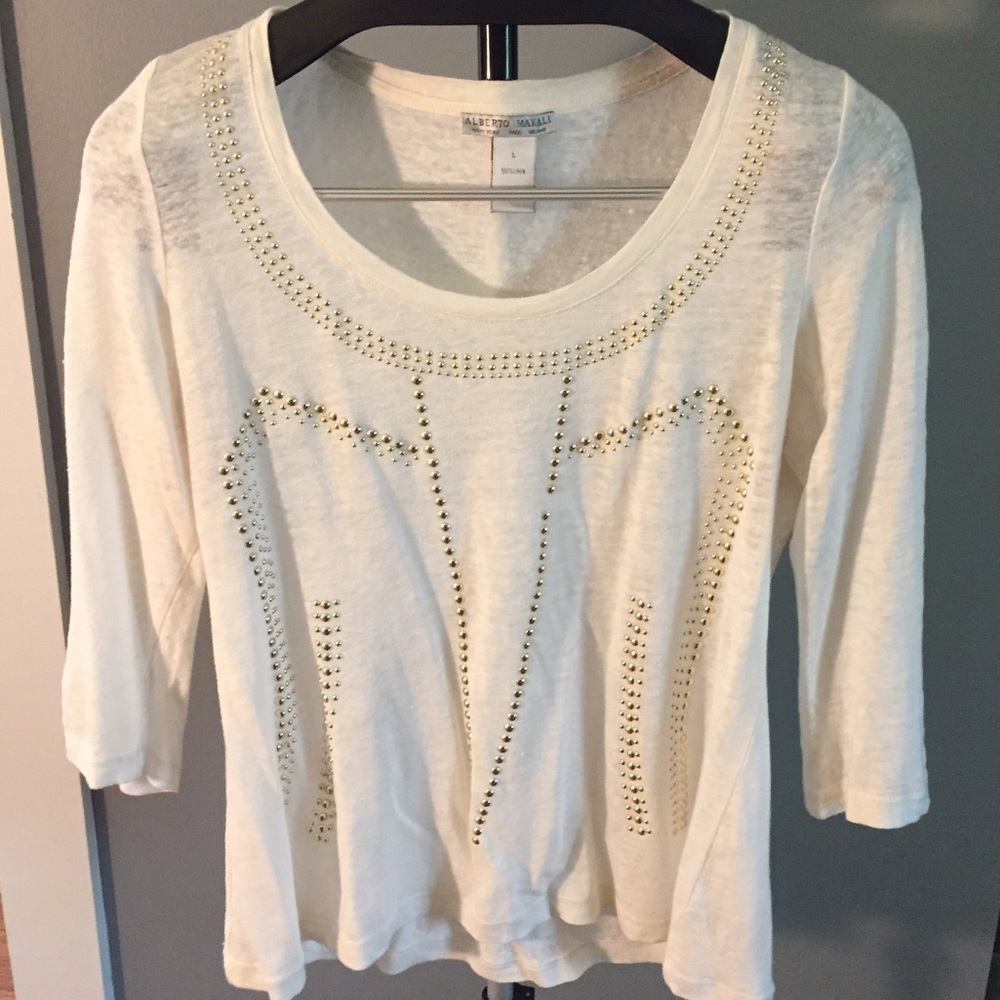 Linen studded sheer top