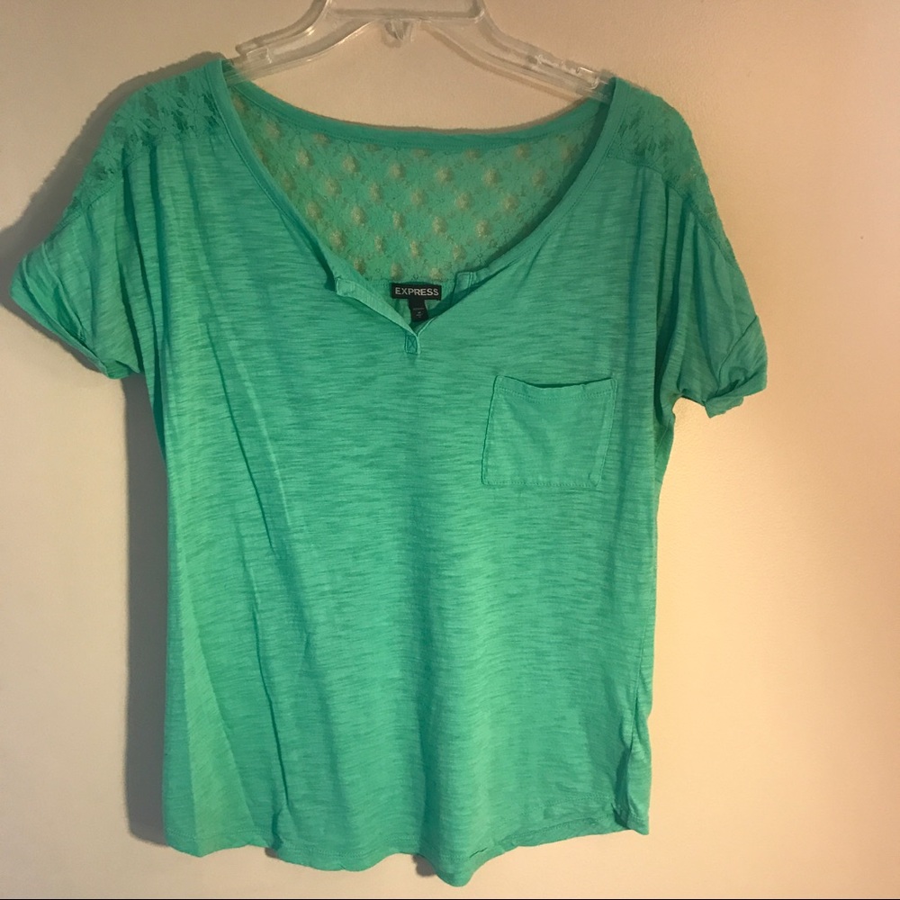 Teal lace Express top