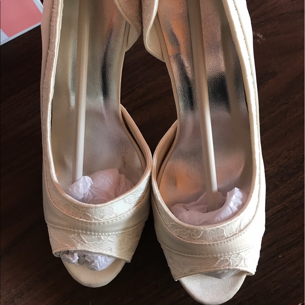 Ivory Satin & Lace Wedding Shoes