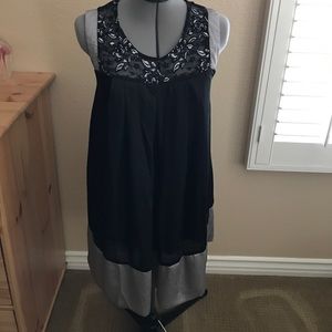 Silver and black floral dress