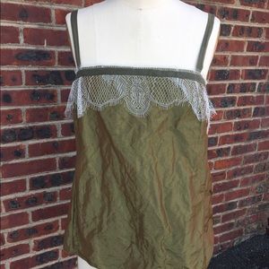 PORTS 1961 Chartreuse Top with Delicate Lace