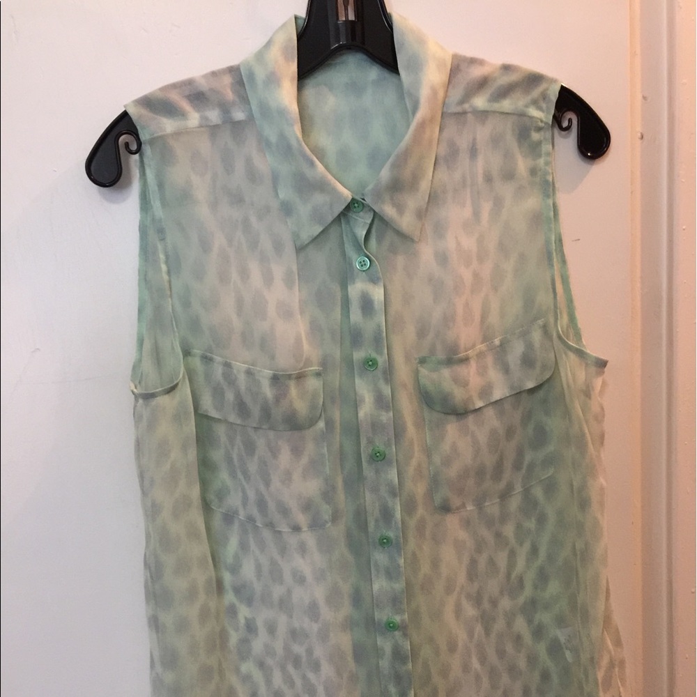 Sheer 100% silk sleeveless blouse