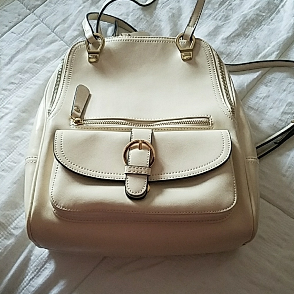 White Leather Mini Backpack