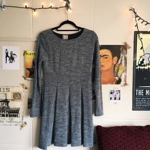 Grey Pleated Sweater Dress