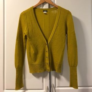 J. Crew Chartreuse Yellow Wool Cardigan