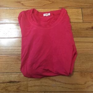 Red Scoop Neck Long Sleeve Tee