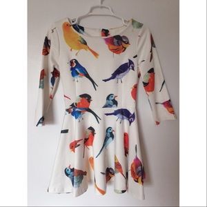vintage style bird print dress