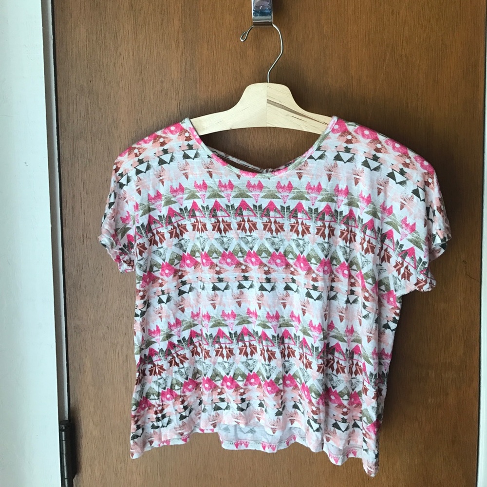Pink Geometric Pattern Crop Top