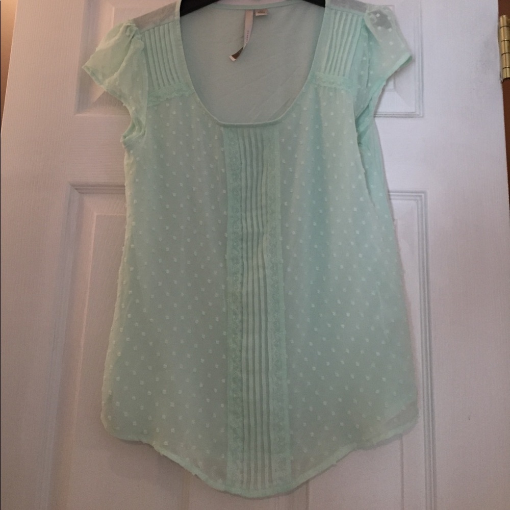 Lauren Conrad sheer mint green blouse