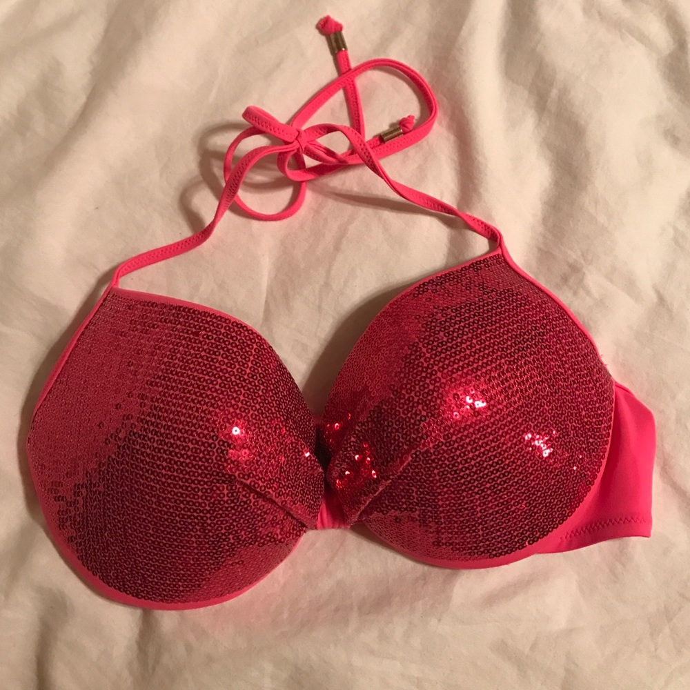 Victoria secret sparkly hot pink bikini top