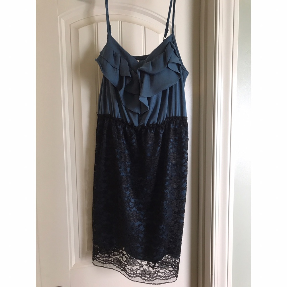 Blue and black lace dress