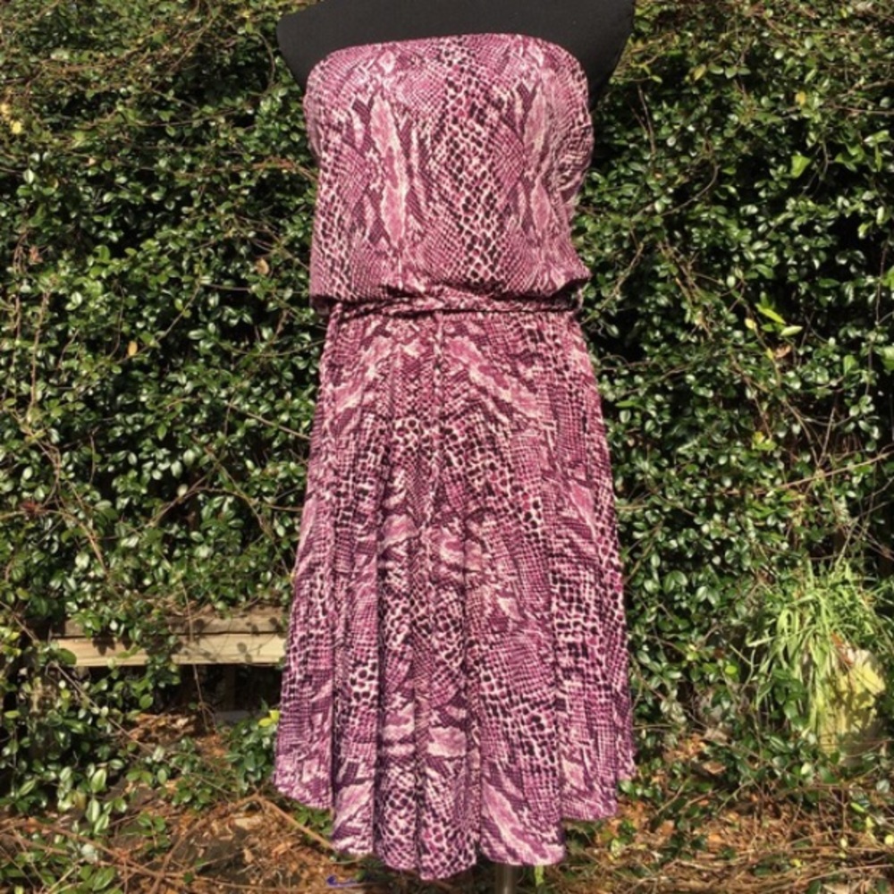 Purple Python Strapless Hi Low Dress