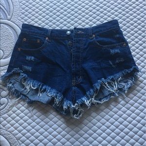 High waisted denim shorts