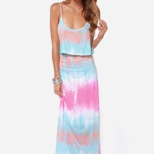 Lulu's Tie Dye Blue Maxi Dress
