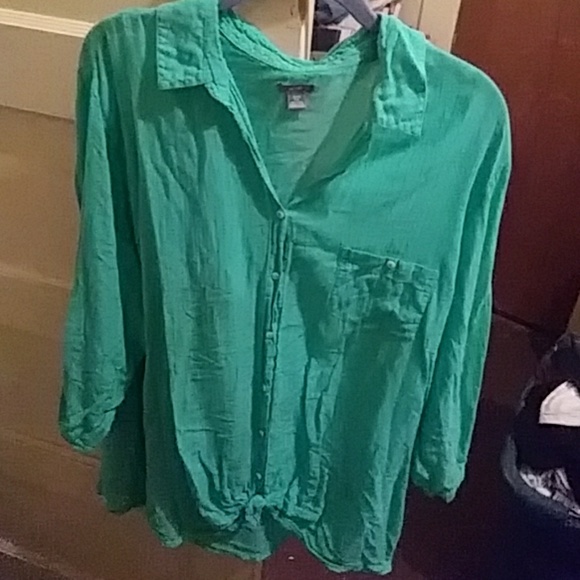aerie Tops - Lightweight tie front button up aqua teal top aerie Tops - Lightweight tie front button up aqua teal top