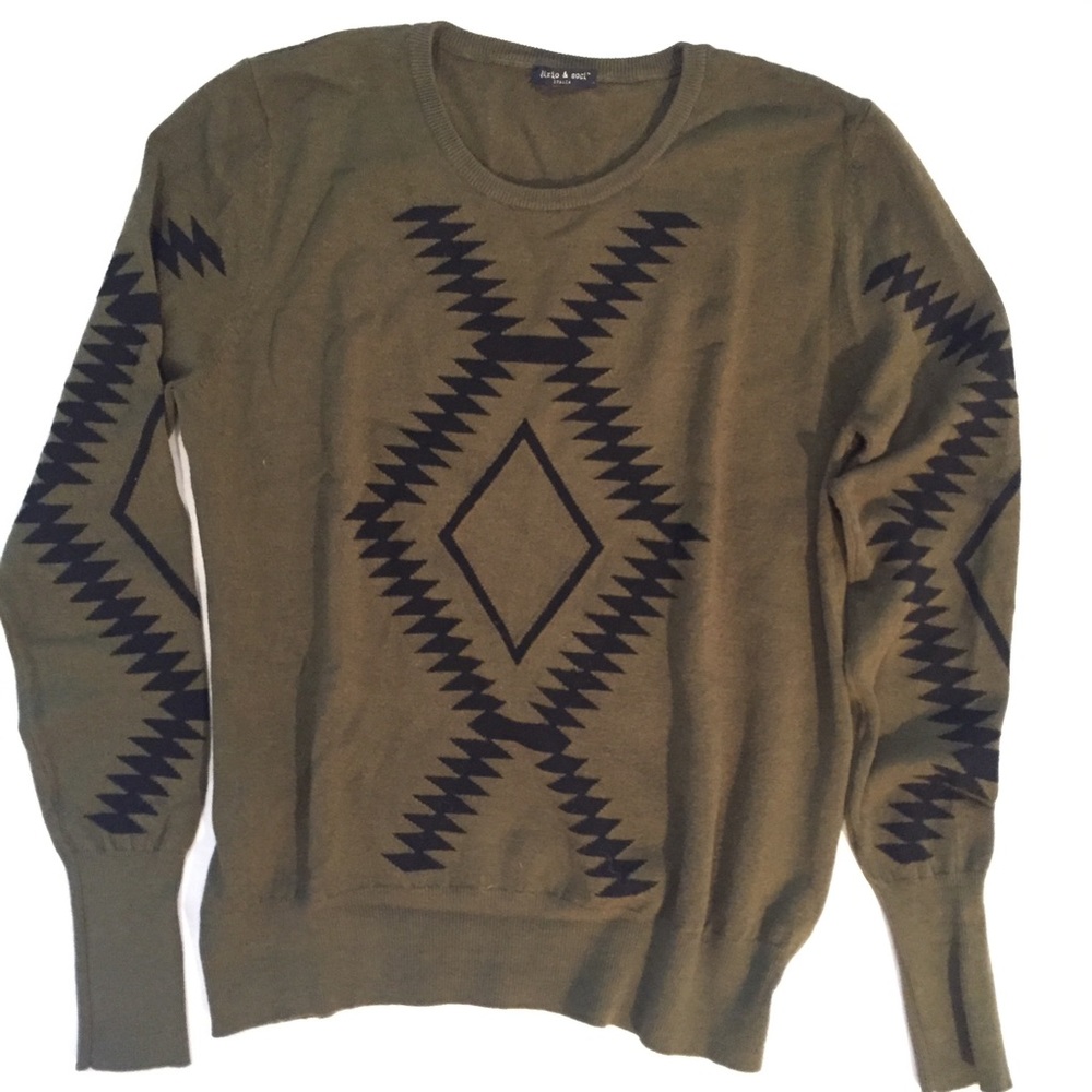 Olive & black sweater from Bizio & Socci