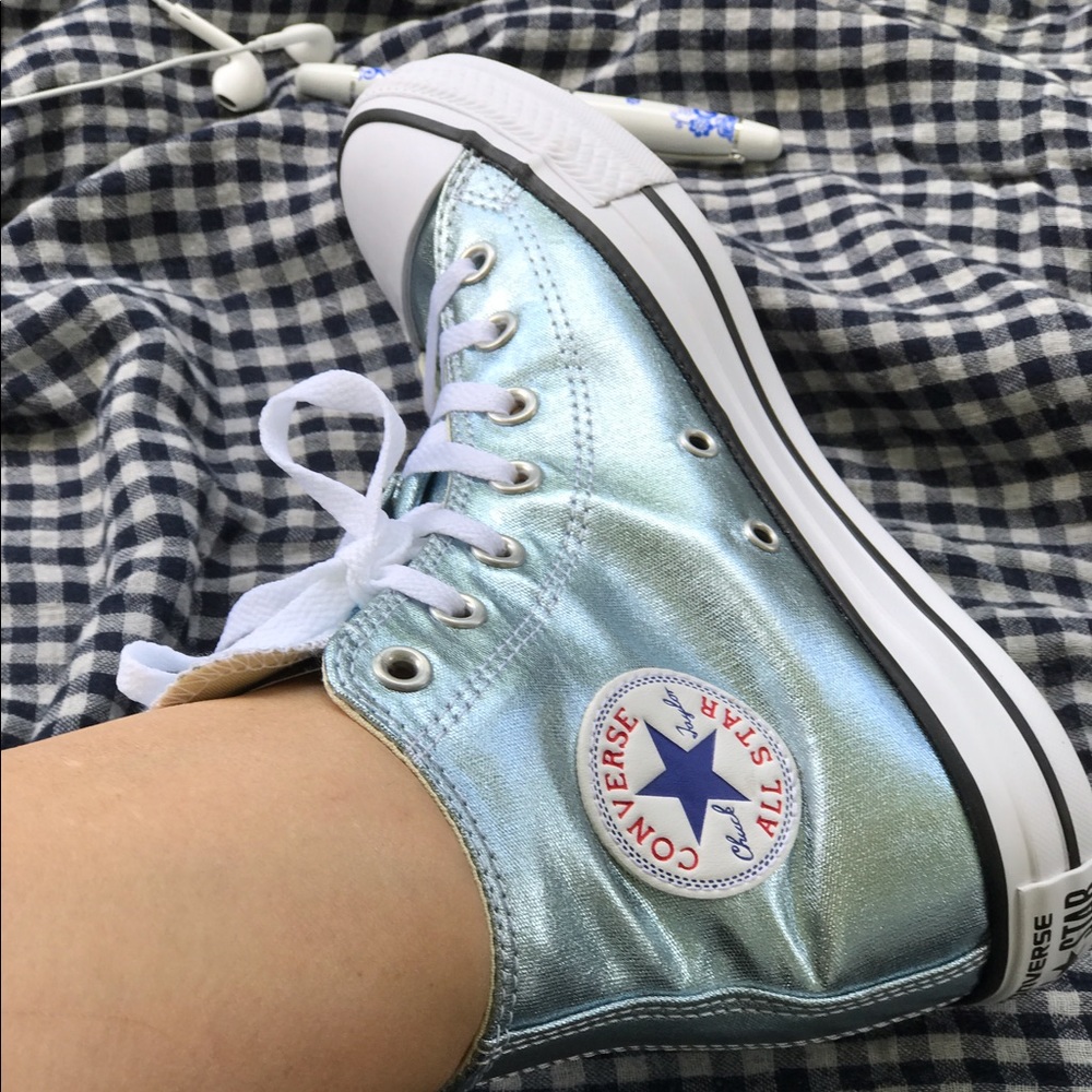 Converse Ctas HI Metallic light blue. AUTHENTIC - Picture 4 of 6