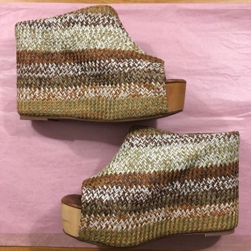 Jeffrey Campbell Havana Straw Wedge Slip On wedges