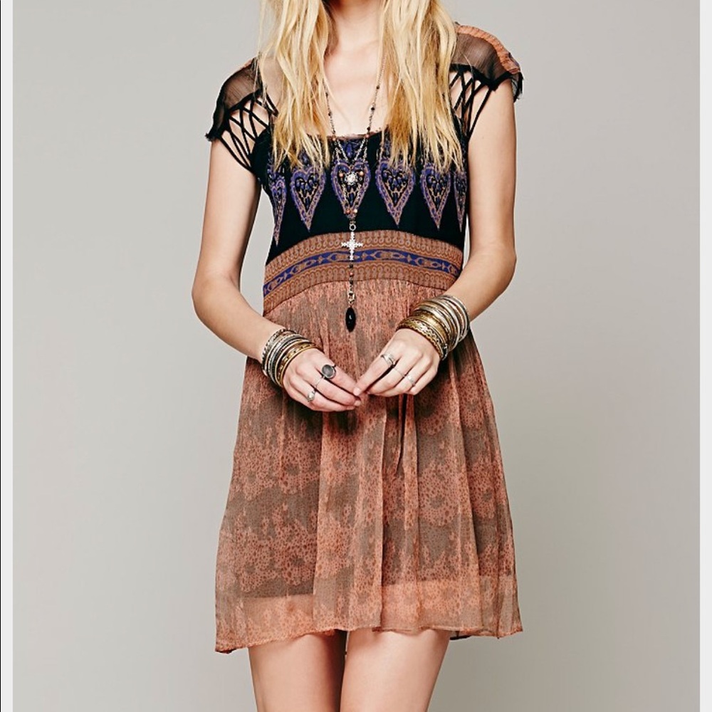 Free people flaming hearts boho dress