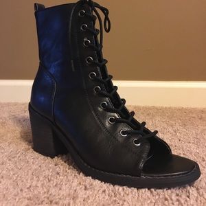 Forever 21 Black Lace Up Booties