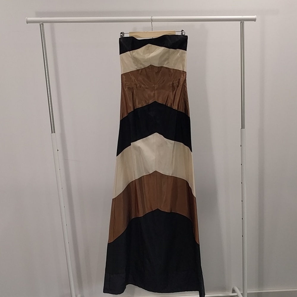 Jessica McClintock /brown black ivory dress / US 6