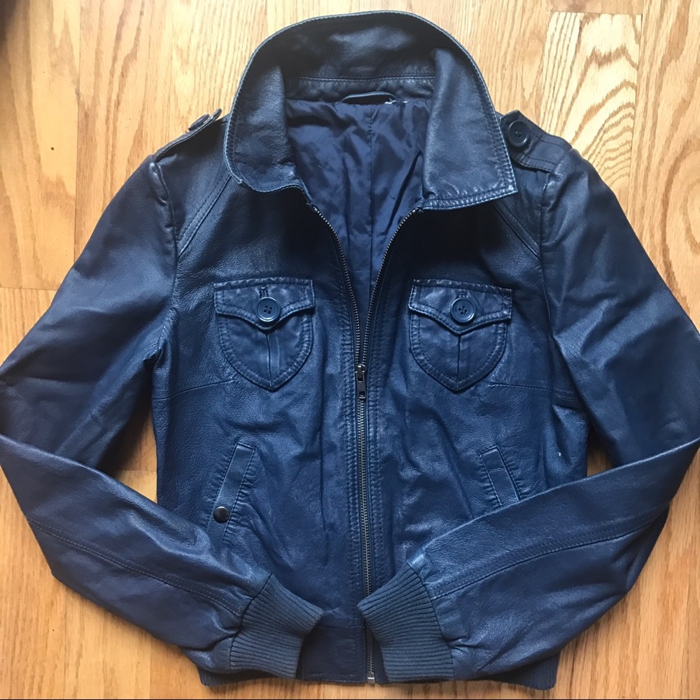 Vintage navy leather jacket