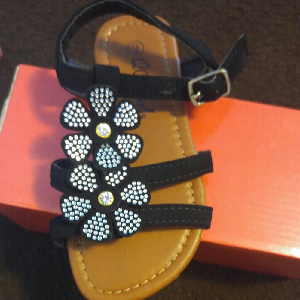 Black rhinestone sandals