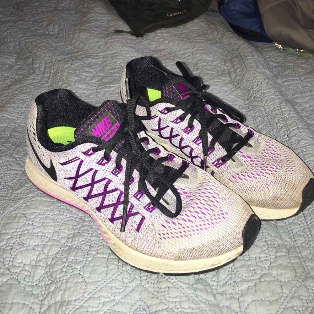 Purple and grey nike sneakers