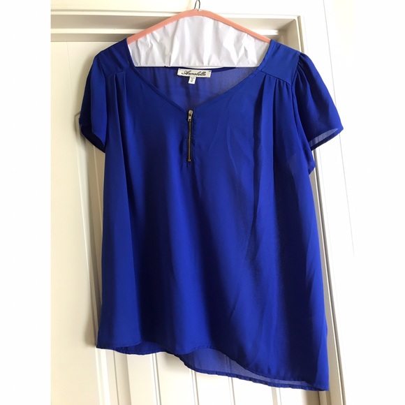 Blue shirt sleeve blouse - Picture 1 of 1