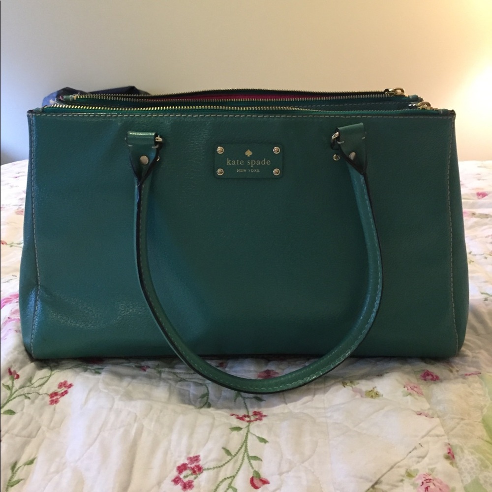 Kate spade avocado green bag with pink lining