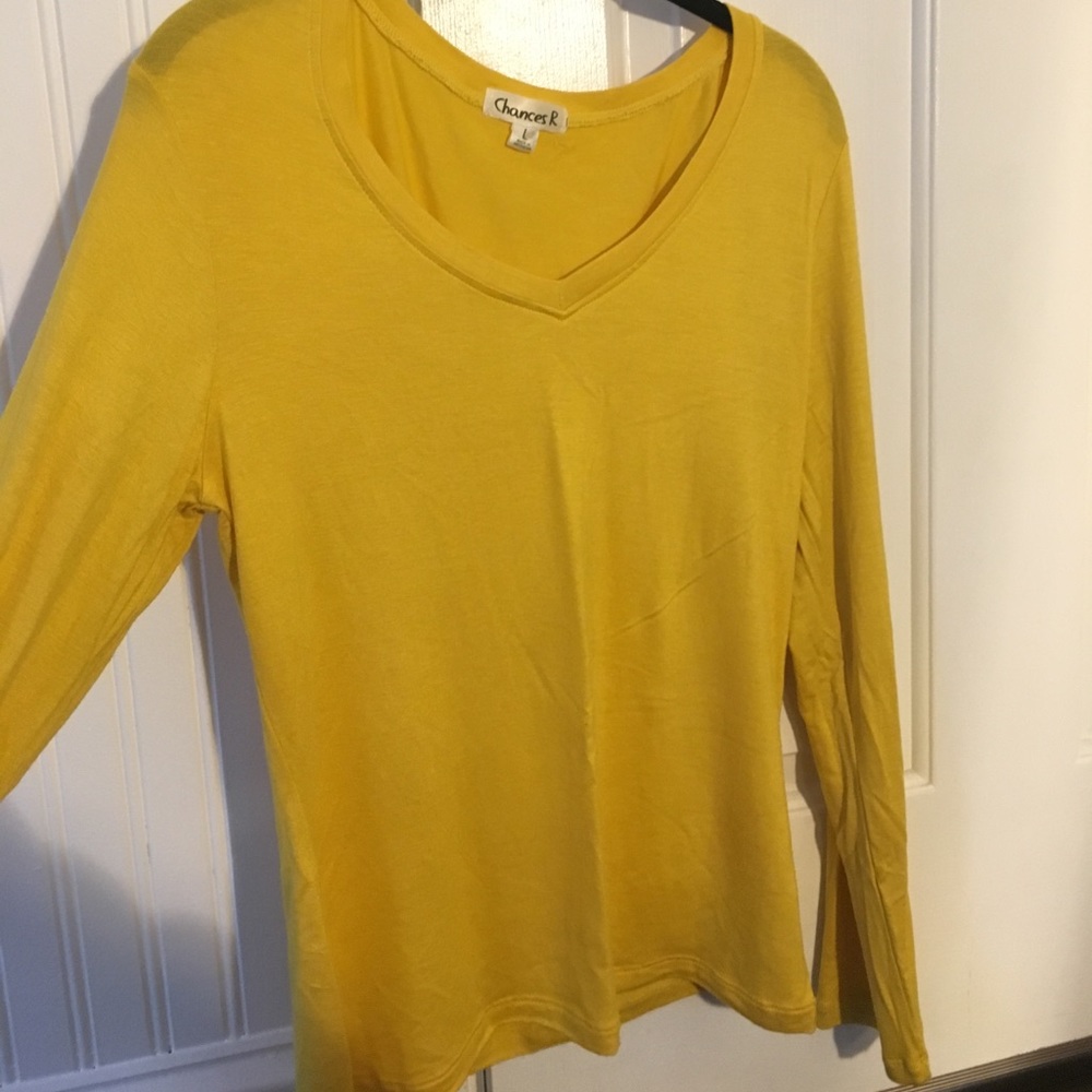 mustardy yellow long sleeve shirt