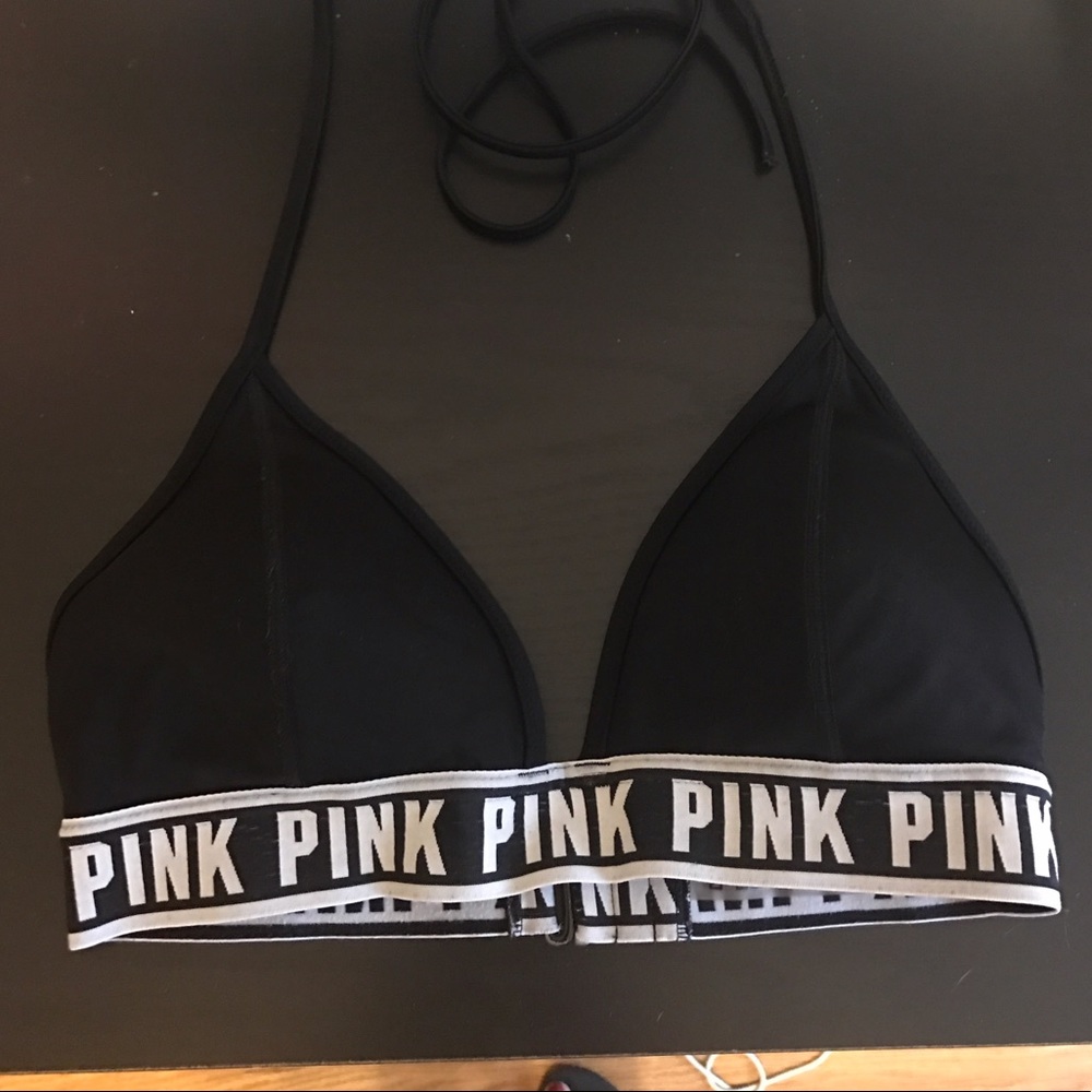 black triangle VS PINK bikini top