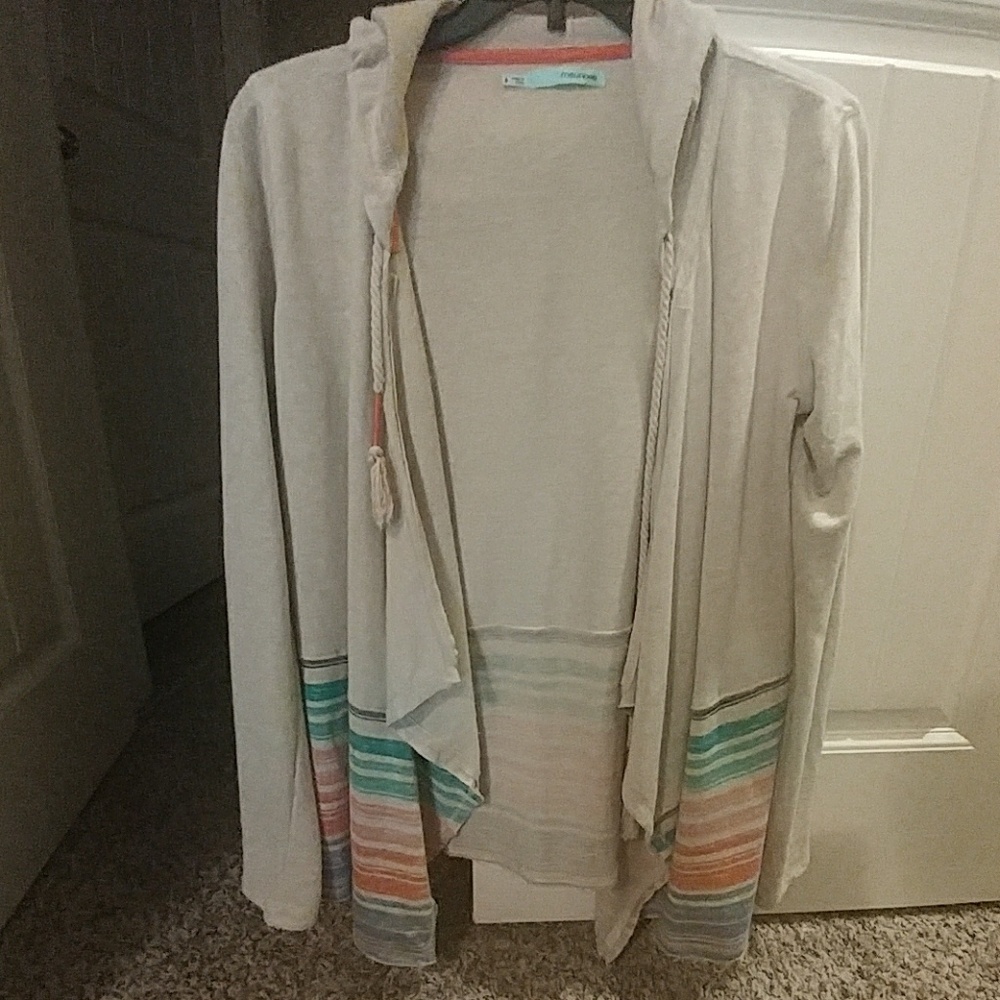 Maurices Cream Colored with stripes cardigan