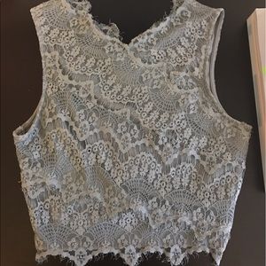 gray lace detail crop top