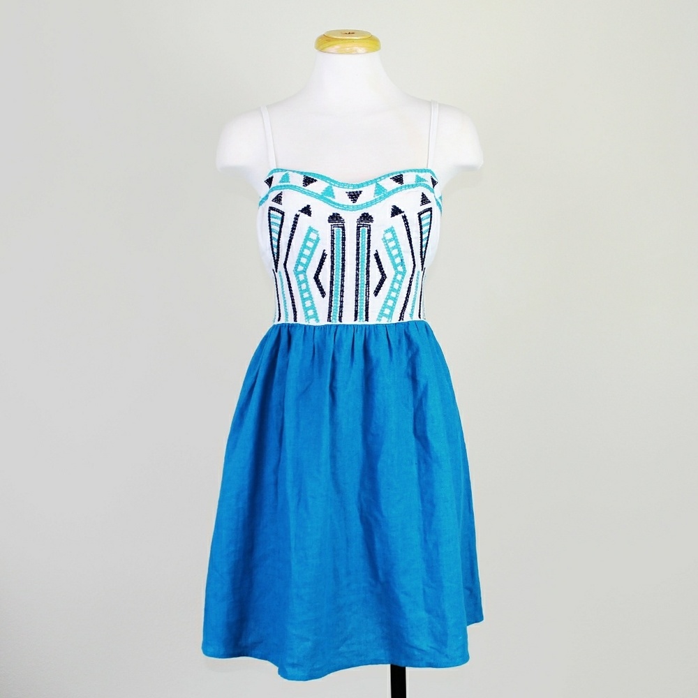 UO Staring at Stars Embroidered Fit & Flare Dress