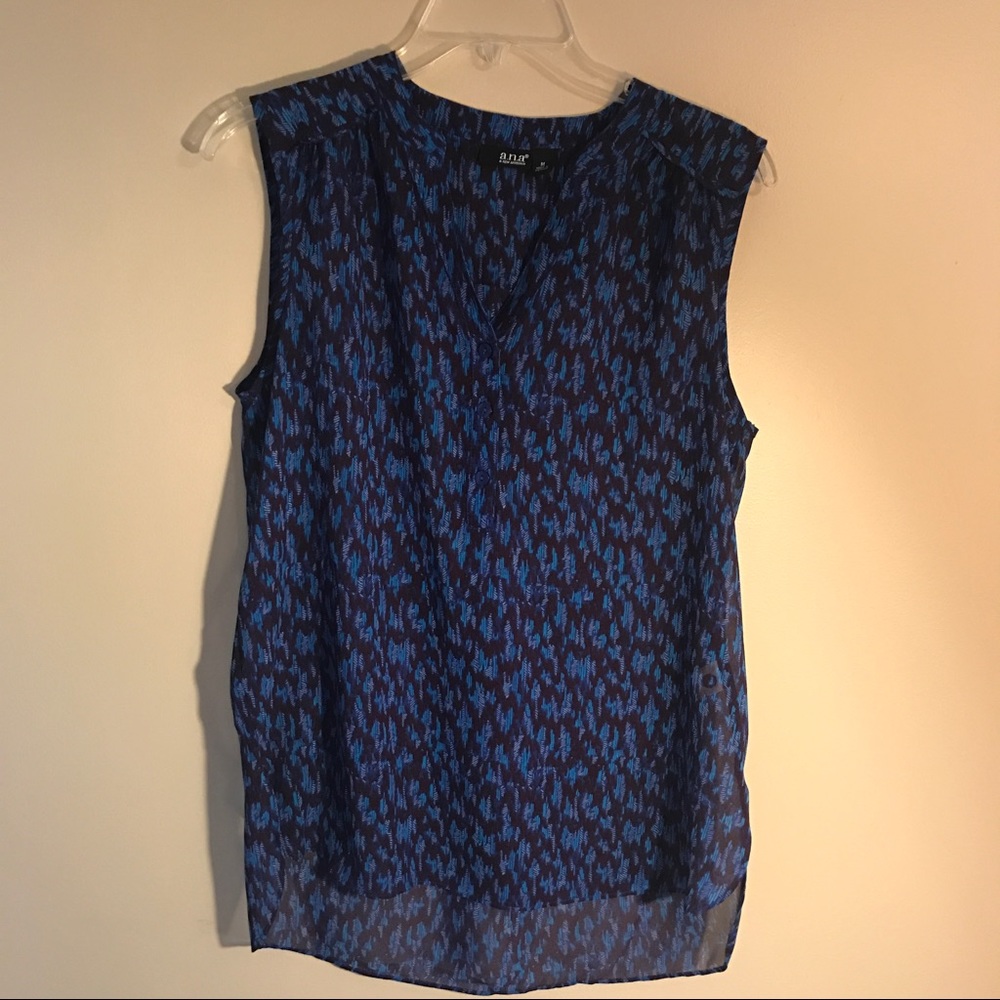 Blue and brown patterned tank top