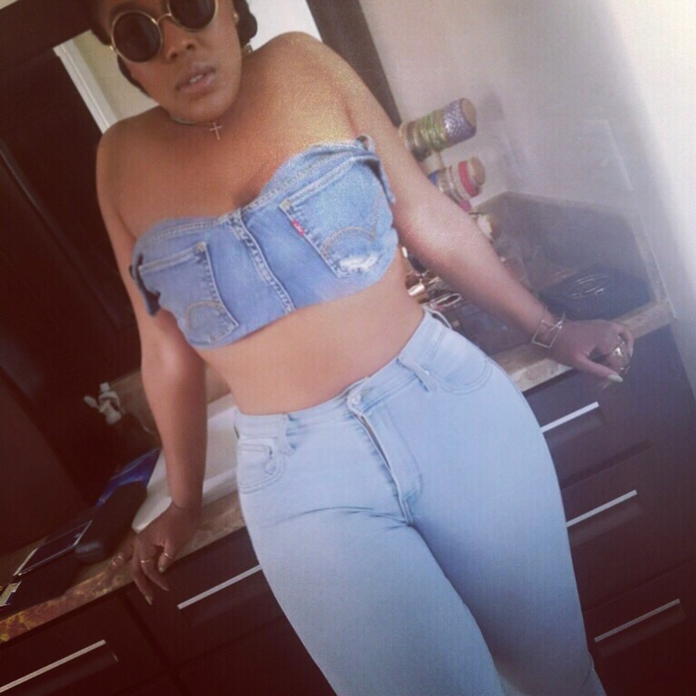 Denim bandeau. Custom made