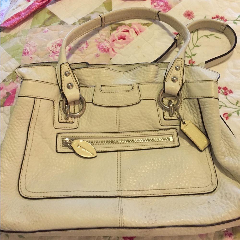 Coach off white pebble leather sm/med bag.