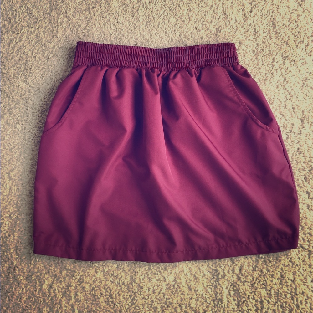 Elastic Waistband Skirt with Pockets