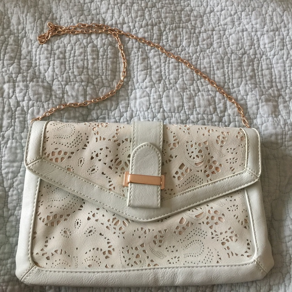 Aldo mint green lace clutch