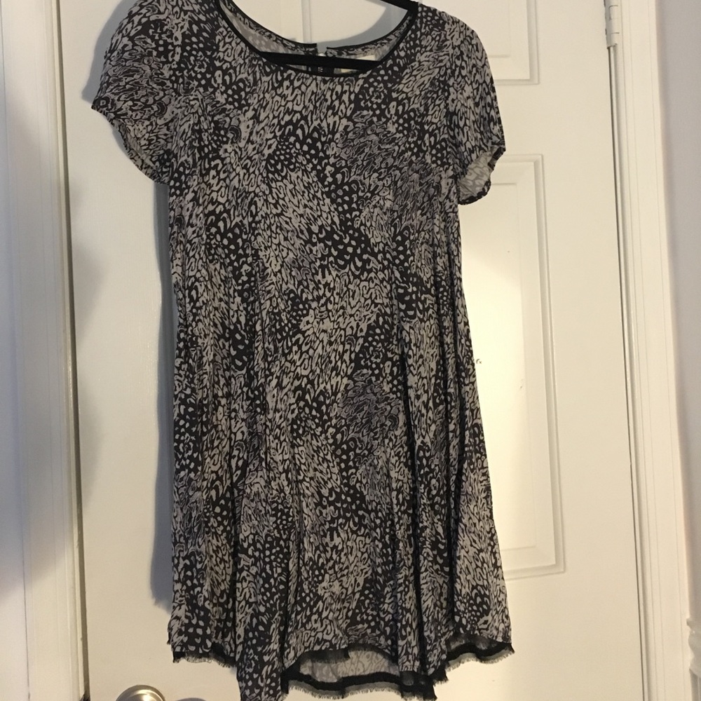 black and gray flowy dress