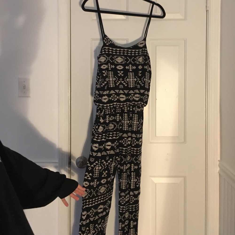 black and gray tribal print romper